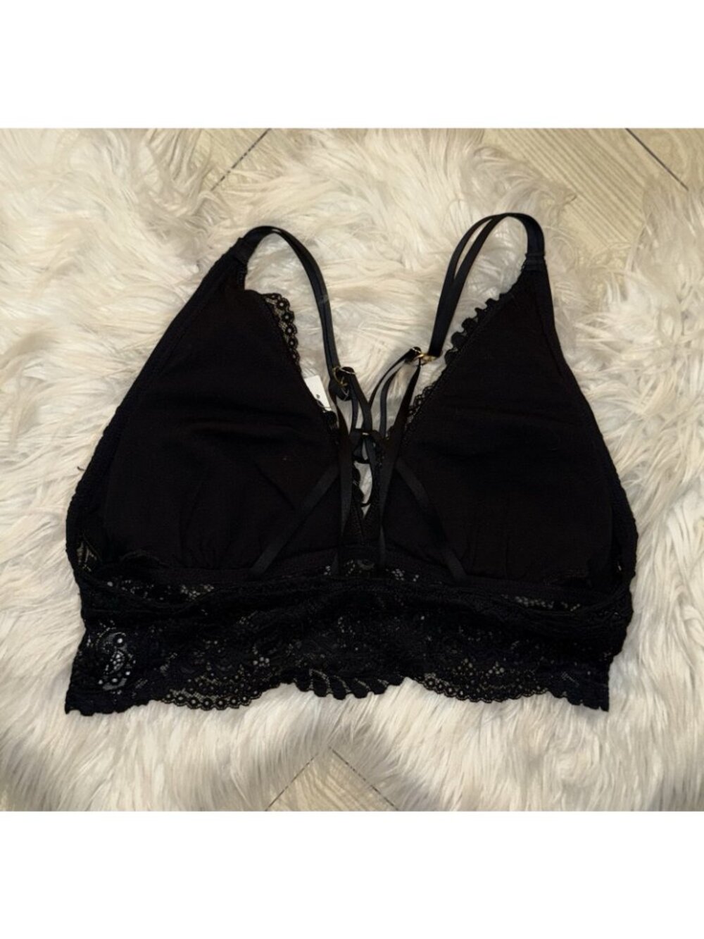 Aerie Lace Bralette Bra Lightly Lined WF Strappy Womens L Large Black New Nwt - Picture 4 of 5